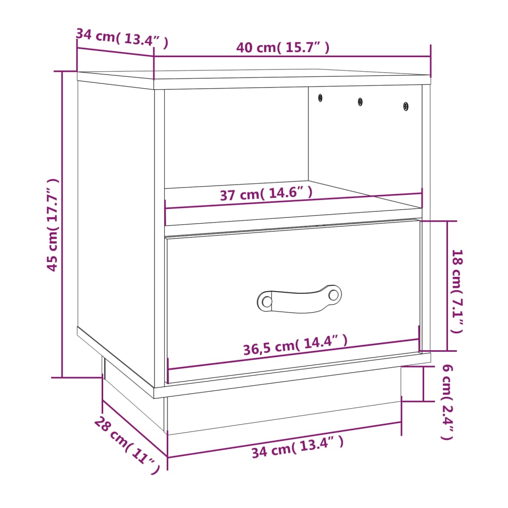 vidaXL Bedside Cabinets 2 pcs Black 40x34x45 cm Solid Wood Pine