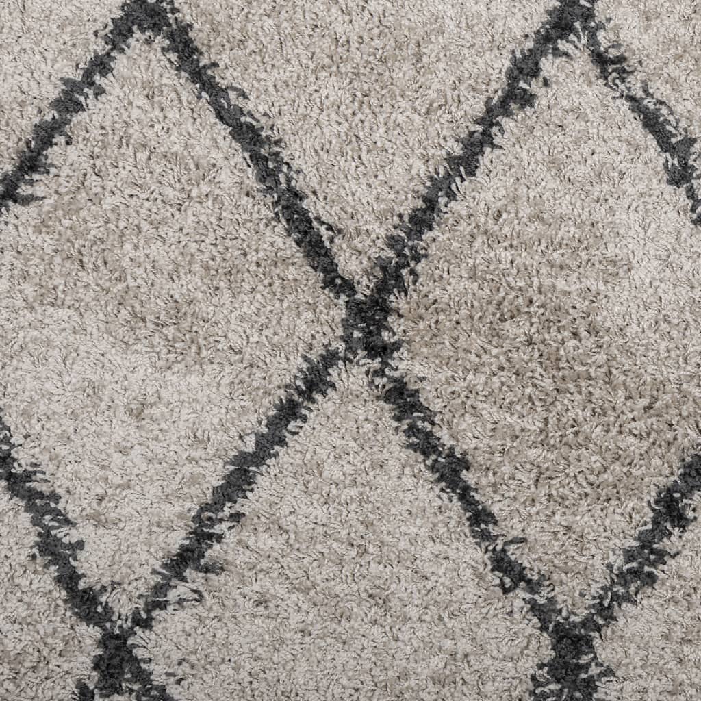 vidaXL Shaggy Rug PAMPLONA High Pile Modern Beige and Anthracite Ø 200 cm