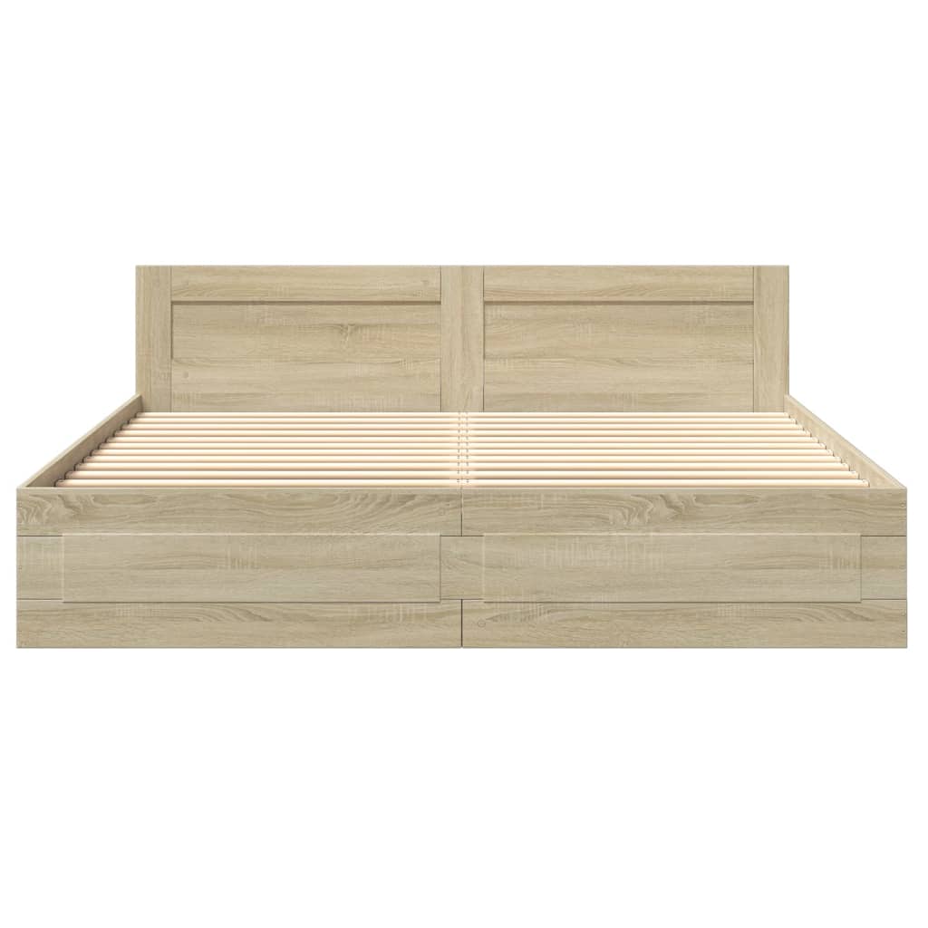 vidaXL Bed Frame with Headboard without Mattress Sonoma Oak 200x200 cm