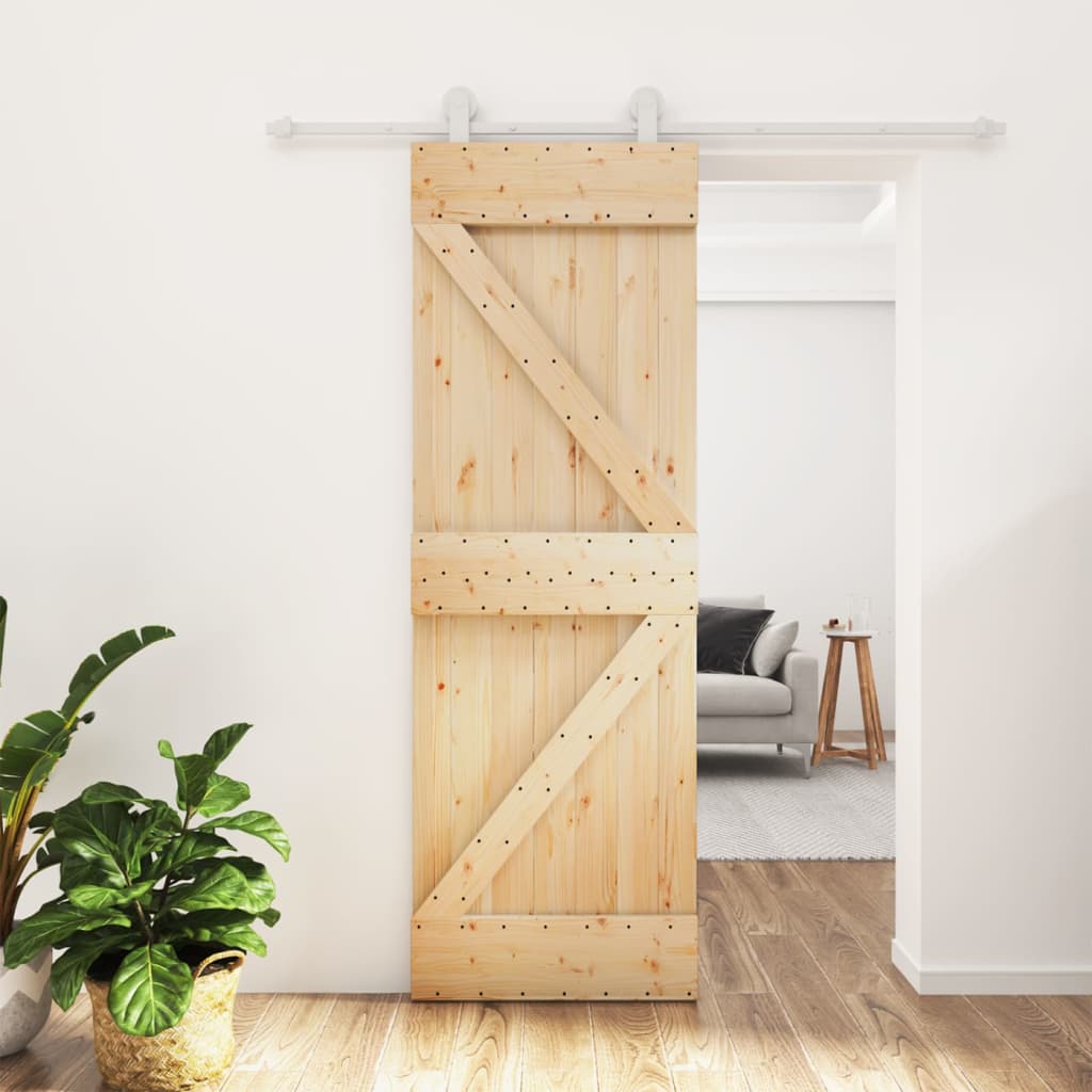 vidaXL Sliding Door with Hardware Set 70x210 cm Solid Wood Pine