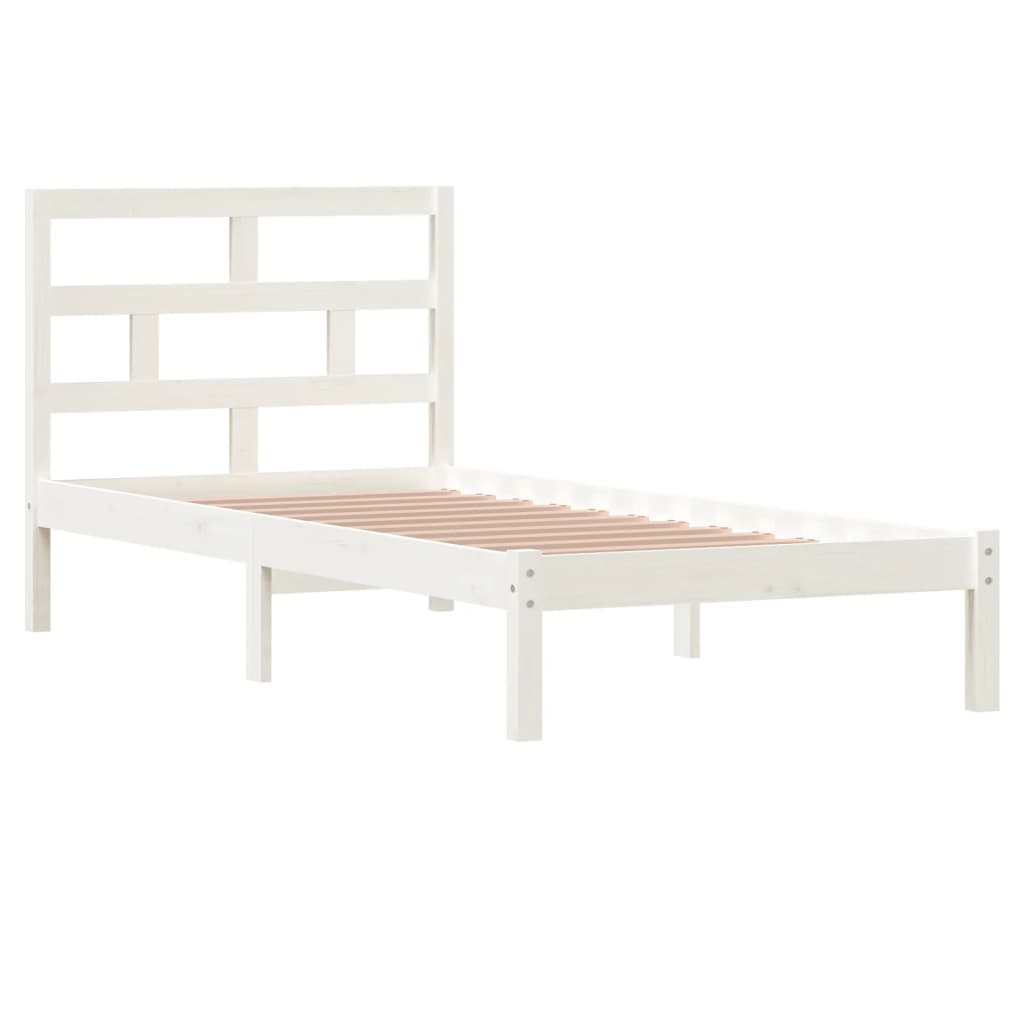 vidaXL Bed Frame without Mattress White Solid Wood 90x200 cm (810003+814175)