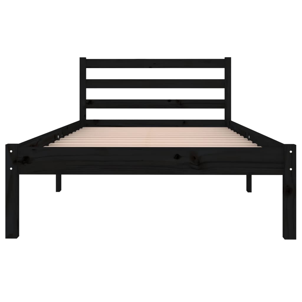 vidaXL Bed Frame without Mattress Solid Wood Pine 90x200 cm Black