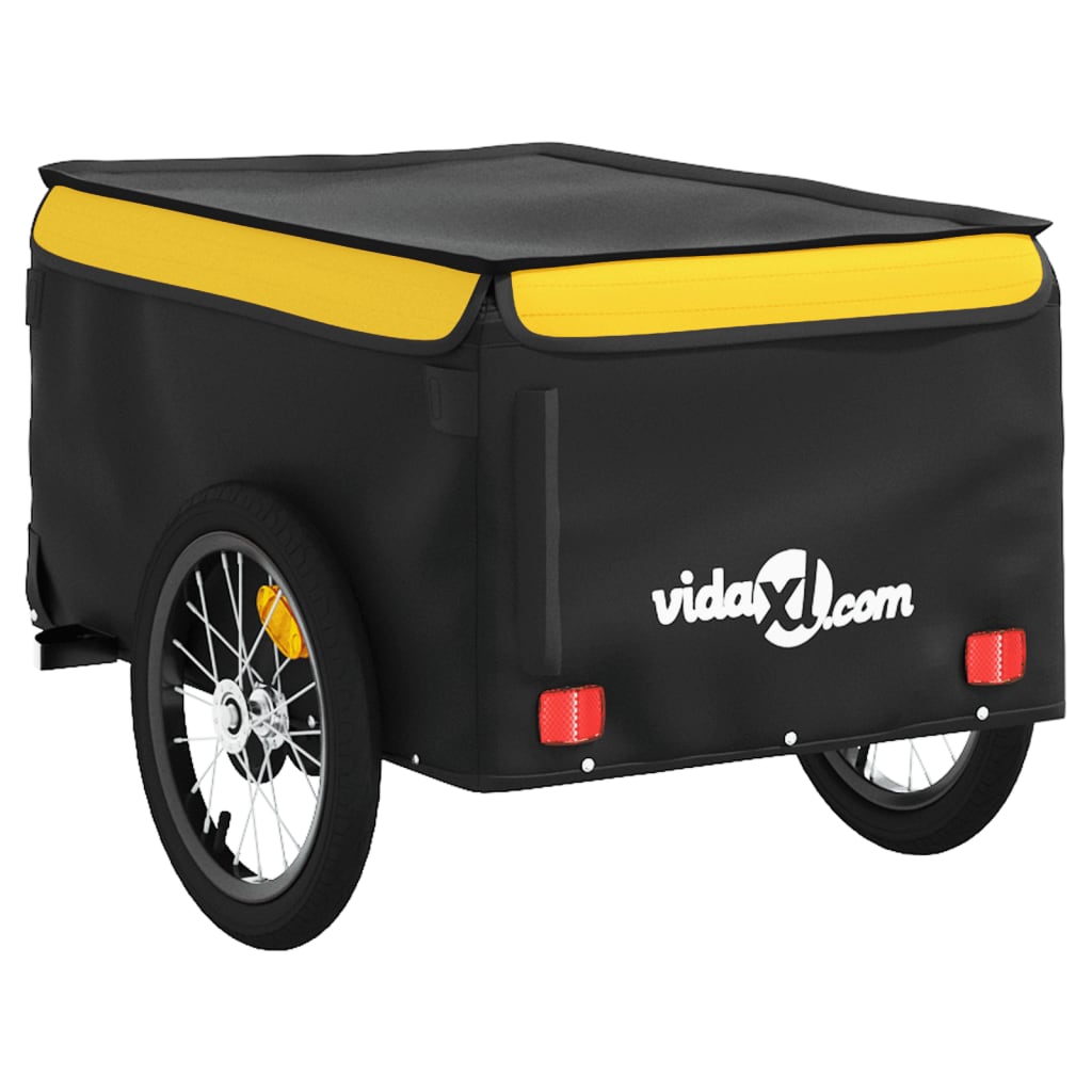 vidaXL Bike Trailer Black and Yellow 45 kg Iron