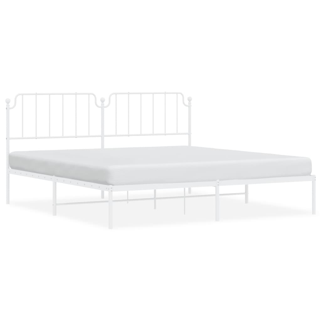 vidaXL Metal Bed Frame without Mattress with Headboard White 193x203 cm