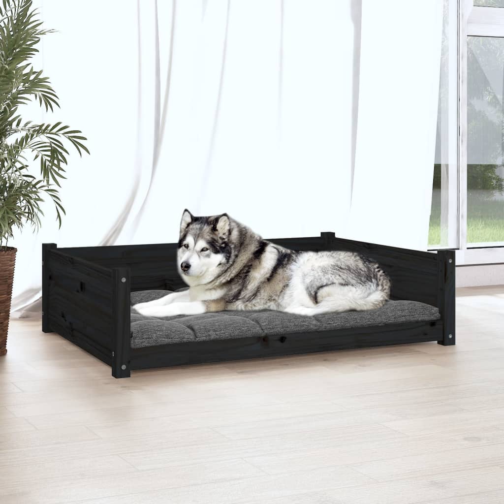 vidaXL Dog Bed Black 105.5x75.5x28 cm Solid Pine Wood