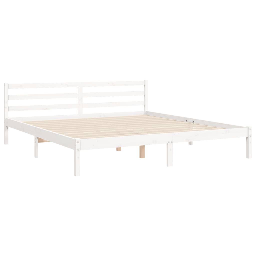 vidaXL Bed Frame without Mattress White Super King Size Solid Wood