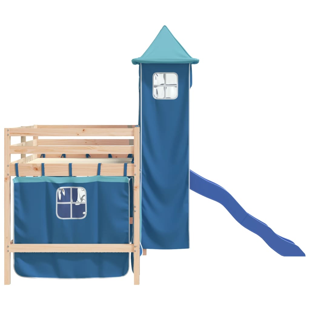 vidaXL Kids' Loft Bed with Tower without Mattress Blue 90x190 cm Single