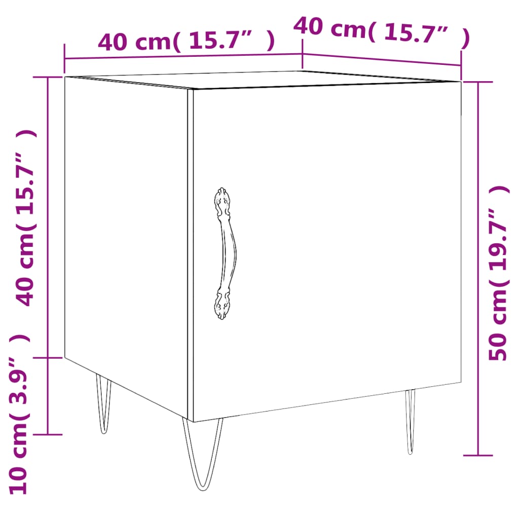 vidaXL Bedside Cabinets 2 pcs Smoked Oak 40x40x50 cm Engineered Wood