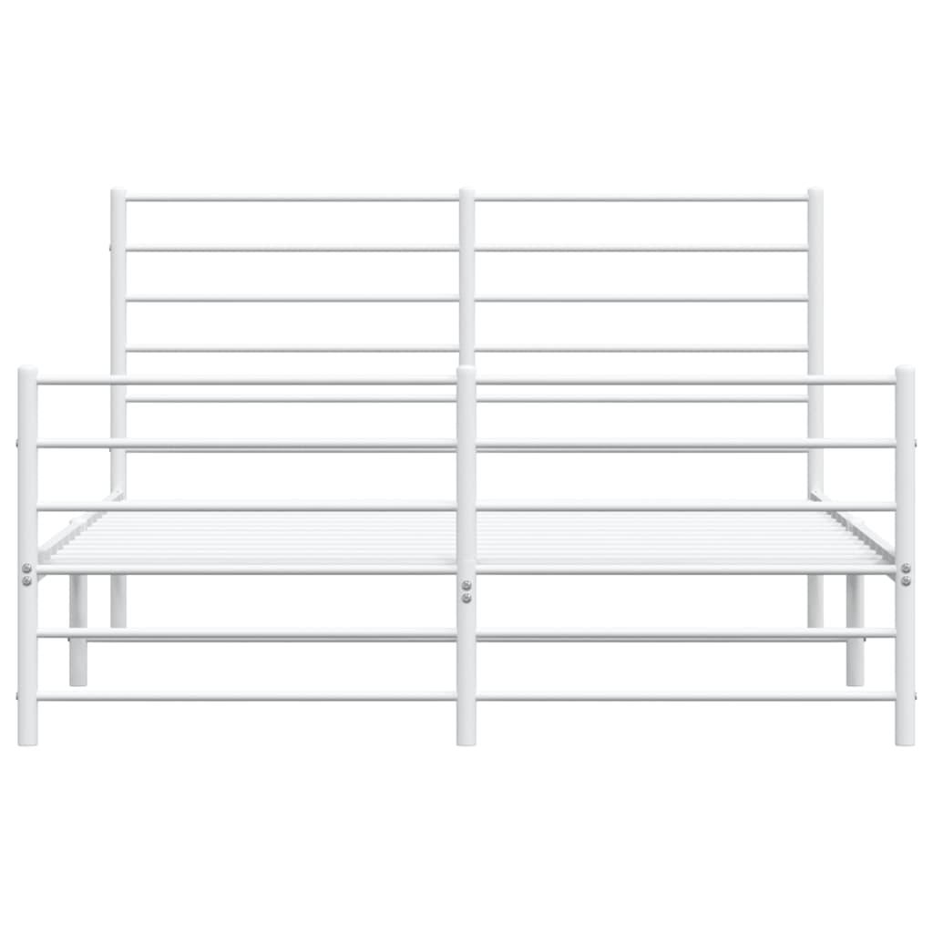 vidaXL Metal Bed Frame without Mattress with Footboard White 120x200 cm