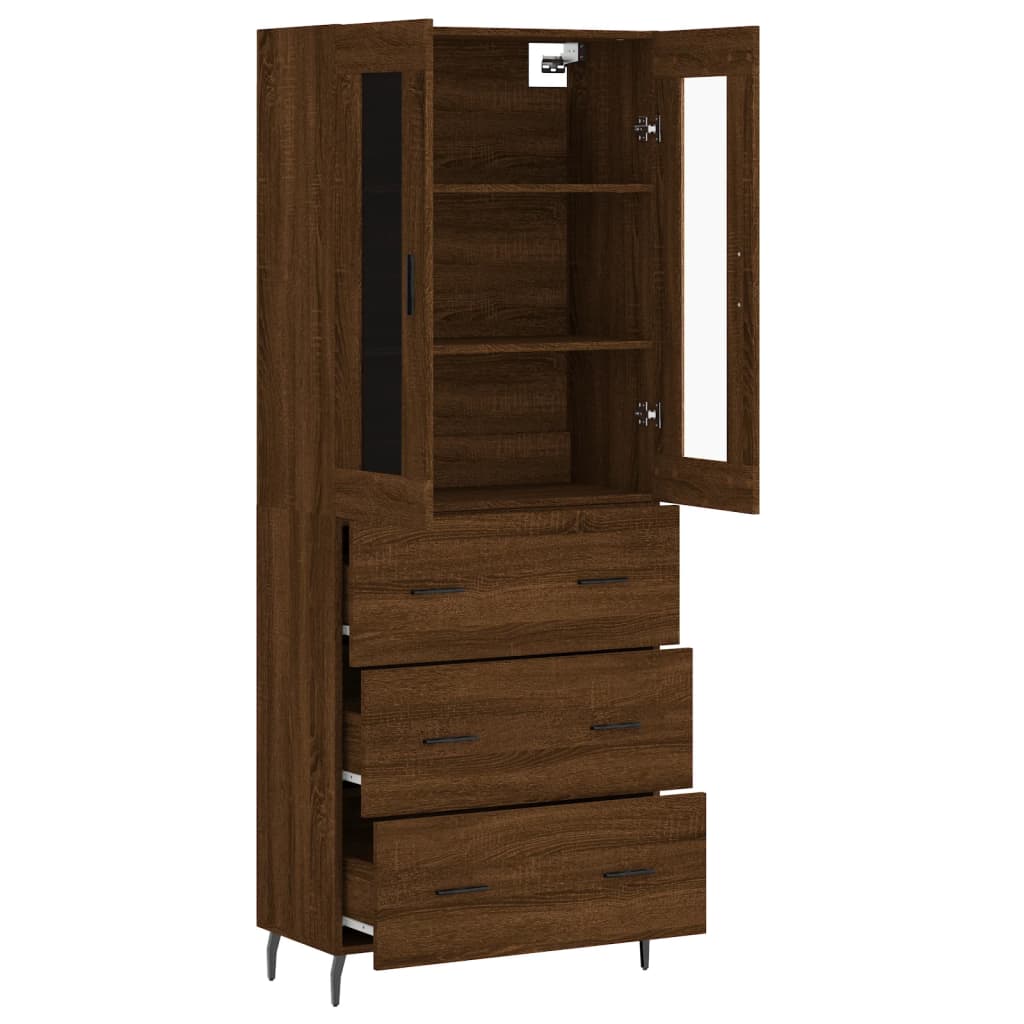 vidaXL Highboard Brown Oak 69.5x34x180 cm Engineered Wood