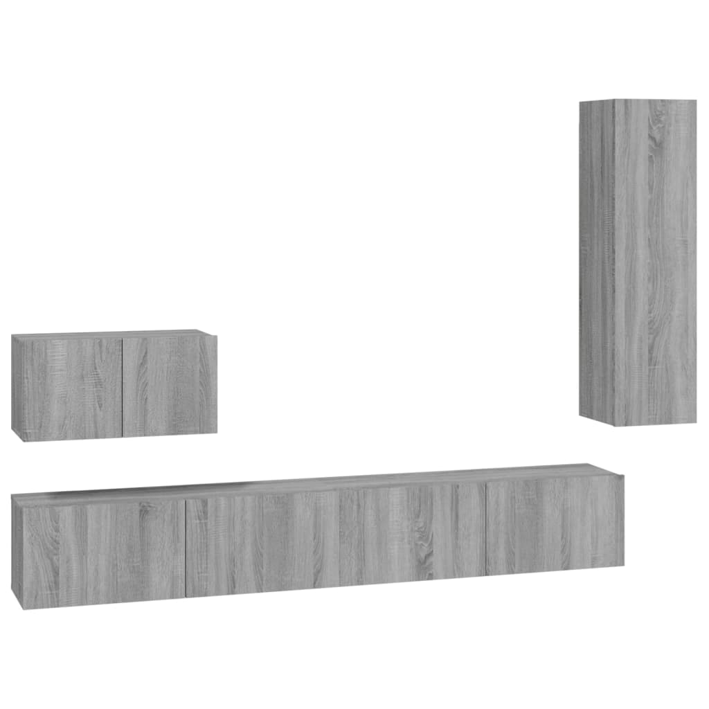 vidaXL 4 Piece TV Cabinet Set Grey Sonoma Engineered Wood