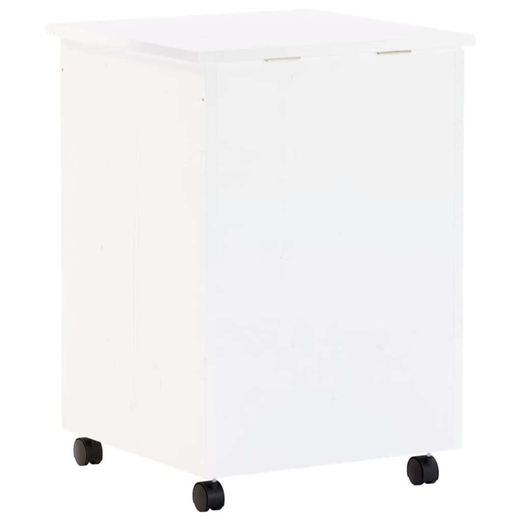 vidaXL Laundry Basket with Wheels RANA White 45x45x64 cm Solid Wood Pine