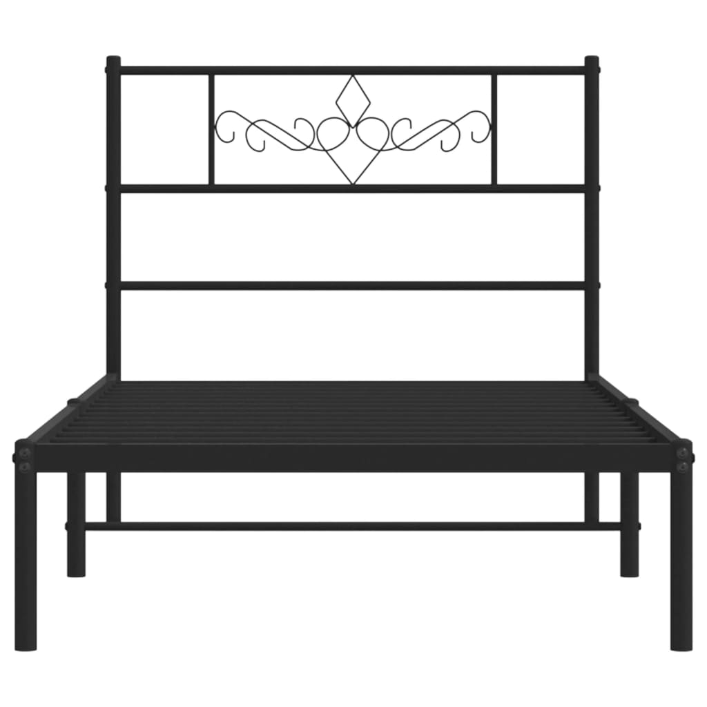 vidaXL Metal Bed Frame without Mattress with Headboard Black 100x190 cm