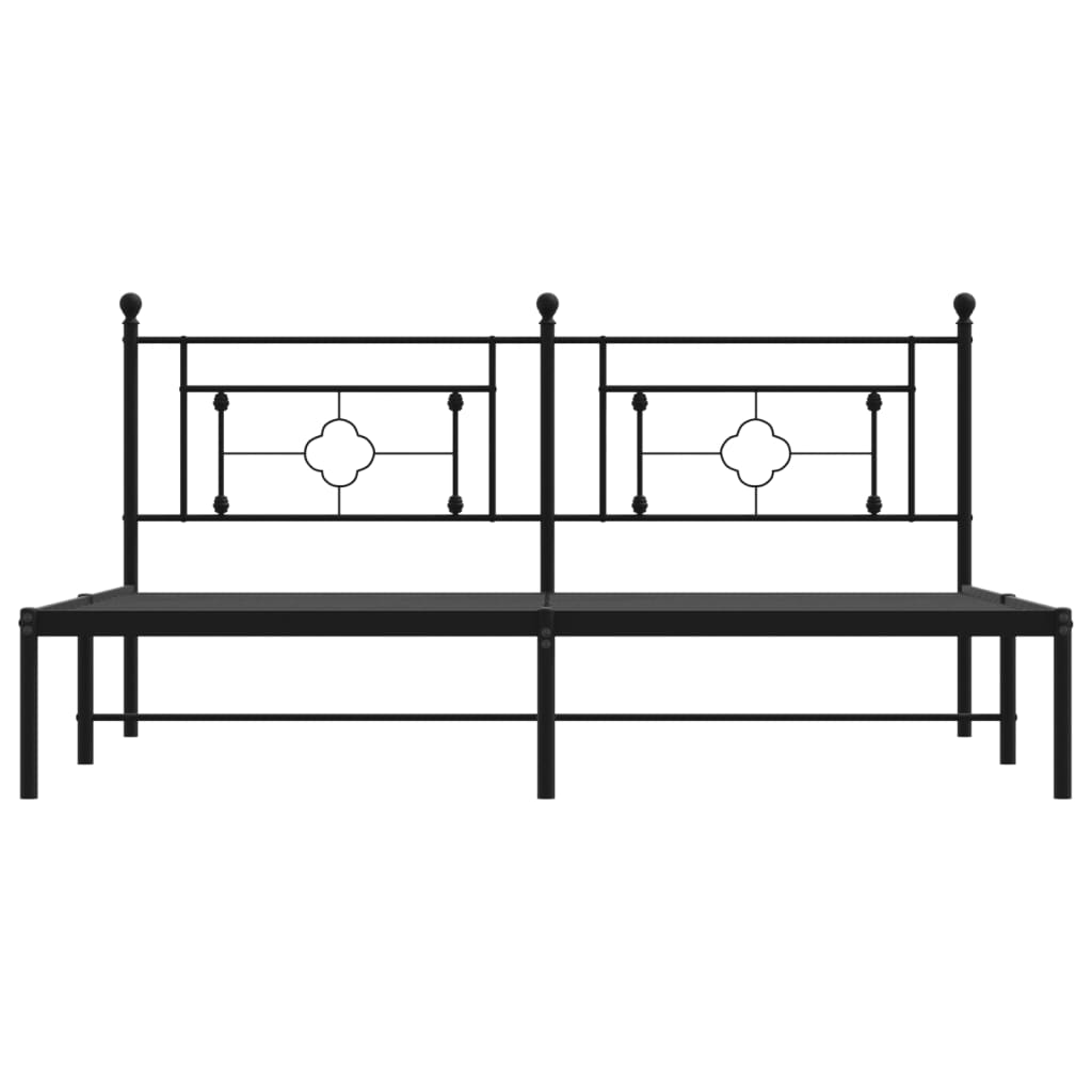 vidaXL Metal Bed Frame without Mattress with Headboard Black 183x213 cm