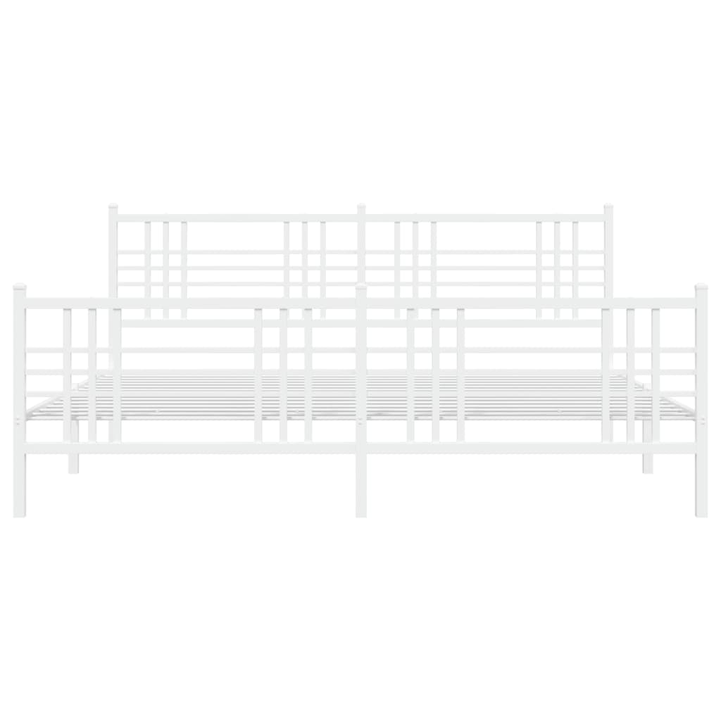 vidaXL Metal Bed Frame without Mattress with Footboard White 193x203 cm