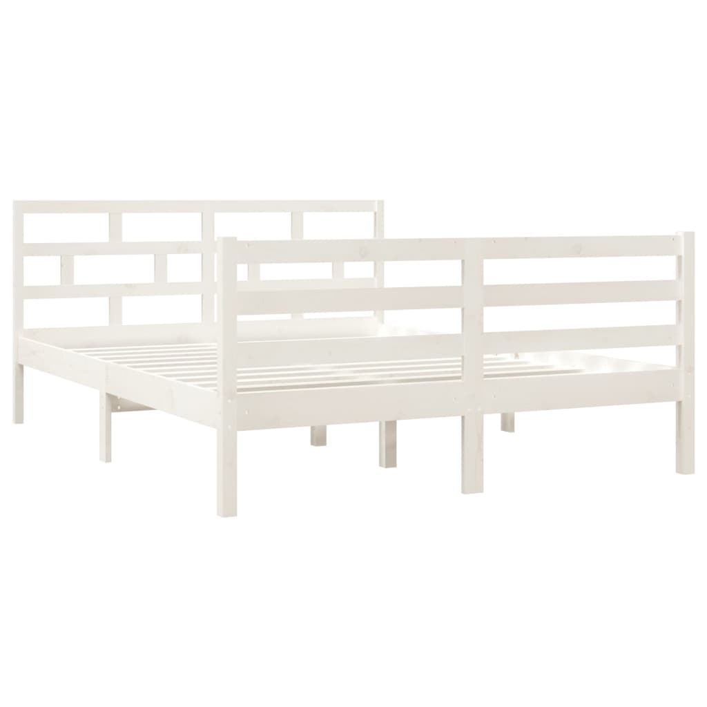 vidaXL Bed Frame without Mattress White Solid Wood 140x190 cm (810411+814195)