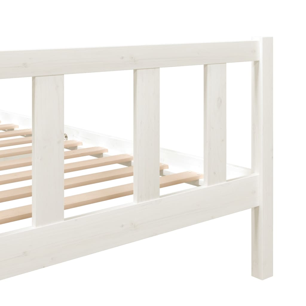 vidaXL Bed Frame without Mattress White Solid Wood 140x190 cm (810063+814145)