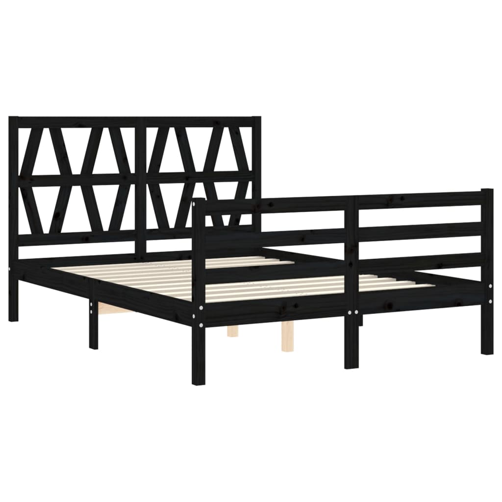 vidaXL Bed Frame without Mattress Black 120x200 cm Solid Wood