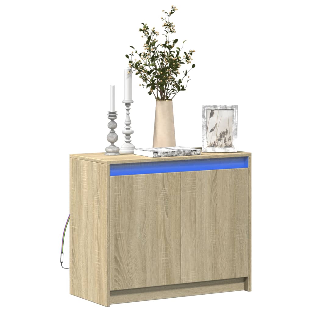 vidaXL Sideboard with LED Sonoma Oak 72x34x61 cm Engineered Wood