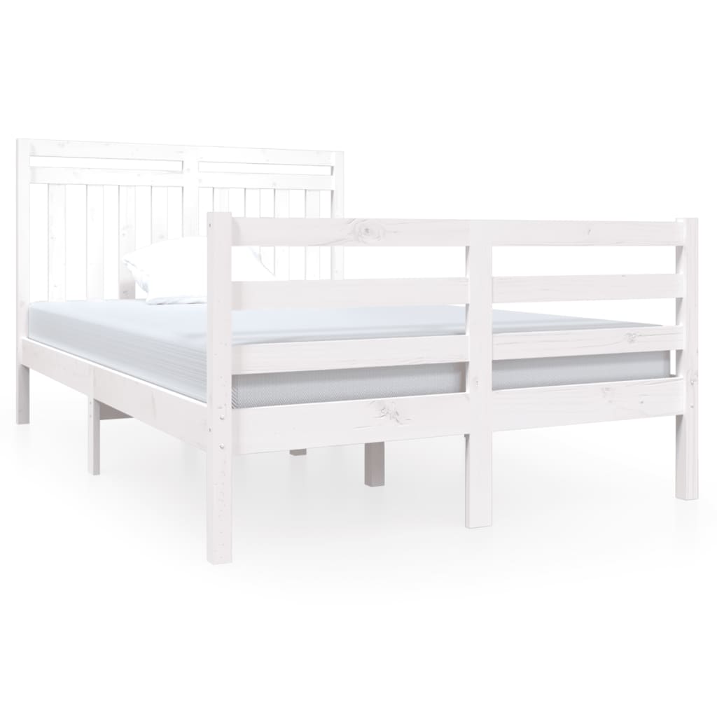 vidaXL Bed Frame without Mattress White Small Double Solid Wood