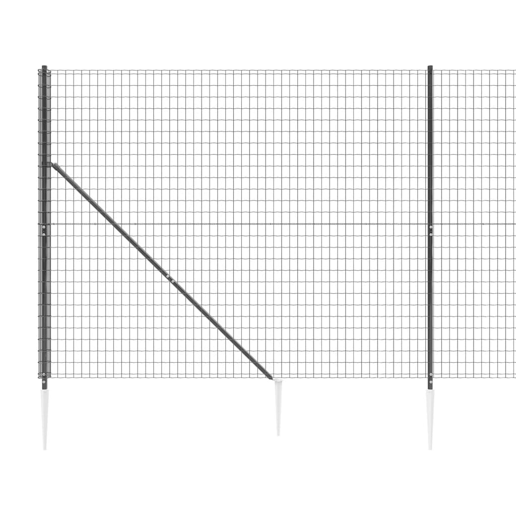 vidaXL Wire Mesh Fence with Spike Anchors Anthracite 2.2x10 m