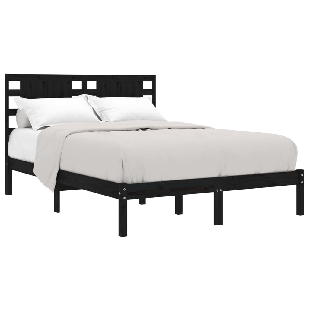 vidaXL Bed Frame without Mattress Black 200x200 cm Solid Wood Pine