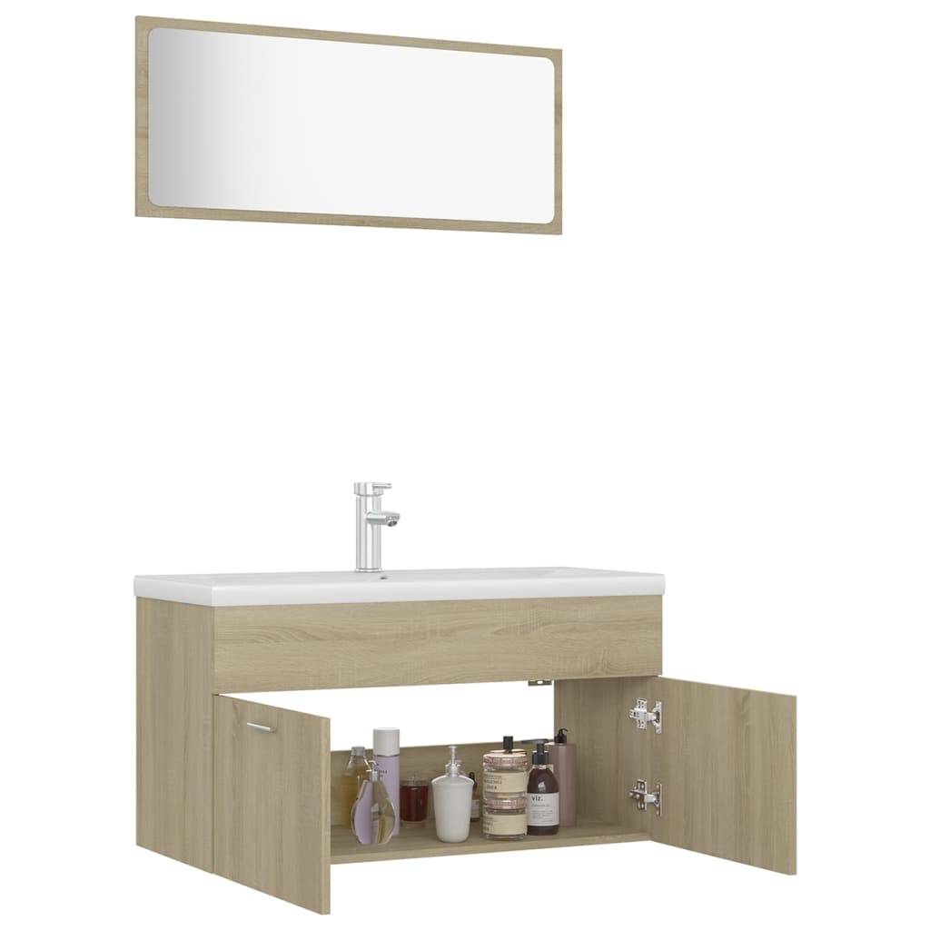 vidaXL Bathroom Furniture Set Sonoma Oak Engineered Wood