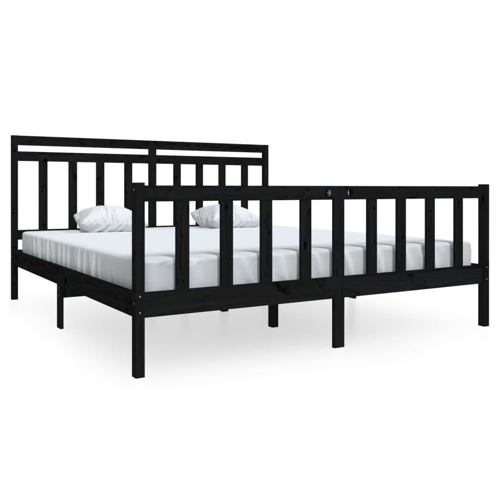 vidaXL Bed Frame without Mattress Black Super King Solid Wood