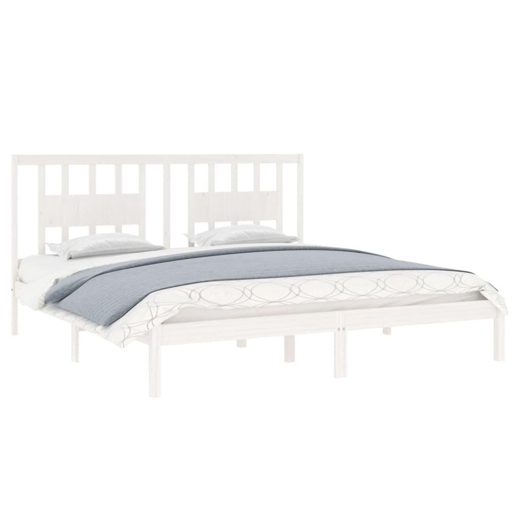 vidaXL Bed Frame without Mattress White Solid Wood Super King