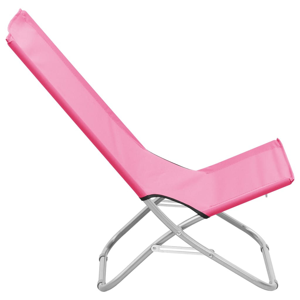 vidaXL Folding Beach Chairs 2 pcs Pink Fabric