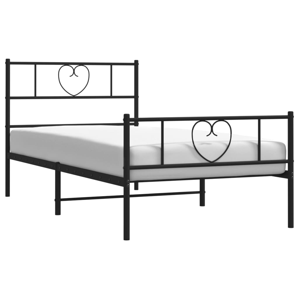 vidaXL Metal Bed Frame without Mattress with Footboard Black 100x200 cm