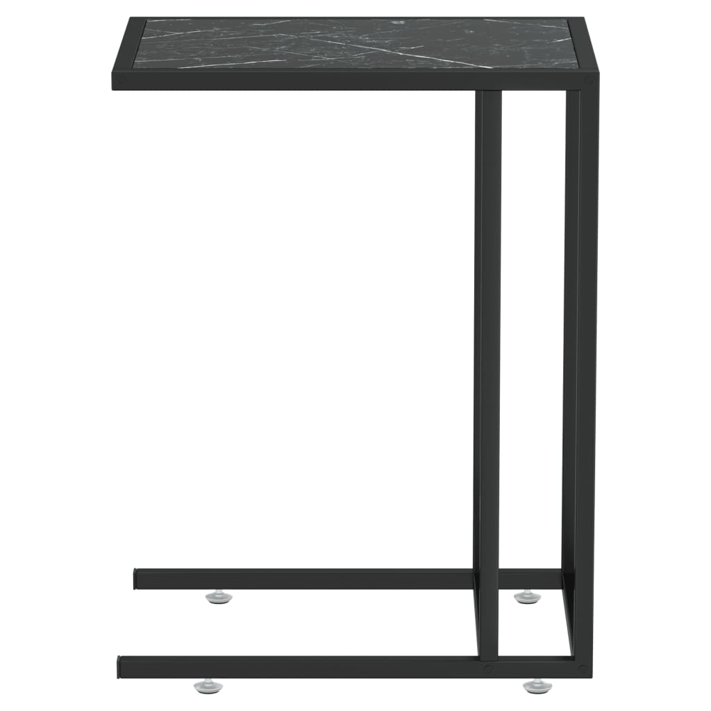 vidaXL Computer Side Table Black Marble 50x35x65 cm Tempered Glass