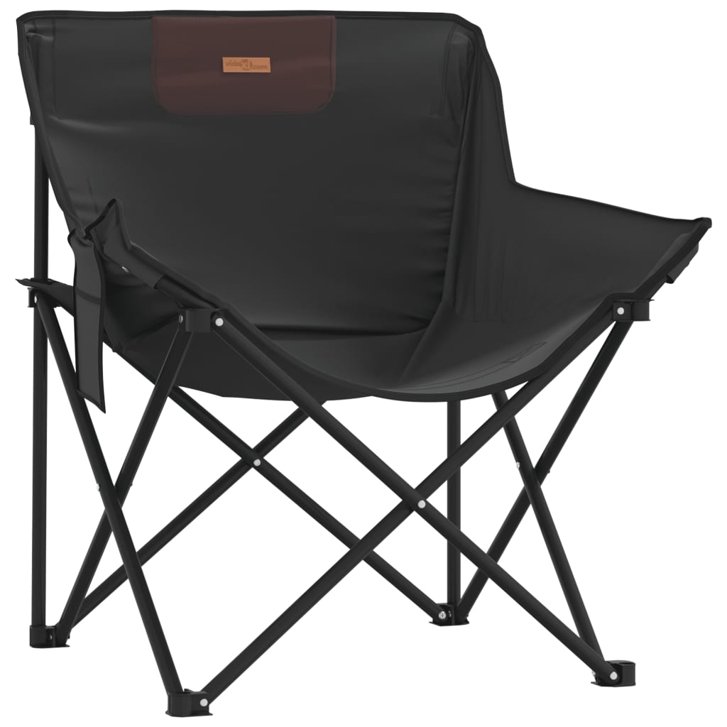 vidaXL Camping Chairs with Pocket Foldable 2 pcs Black