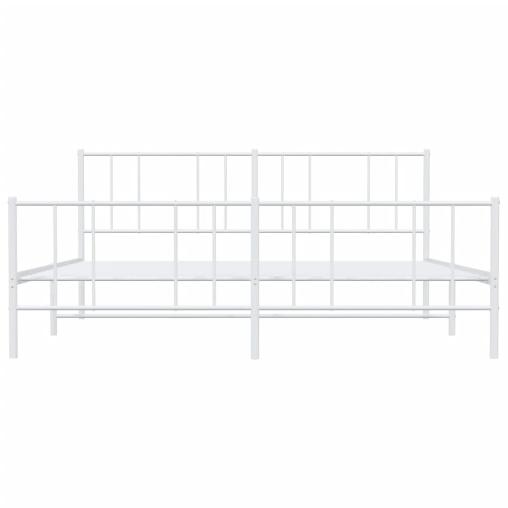 vidaXL Metal Bed Frame without Mattress with Footboard White 200x200 cm