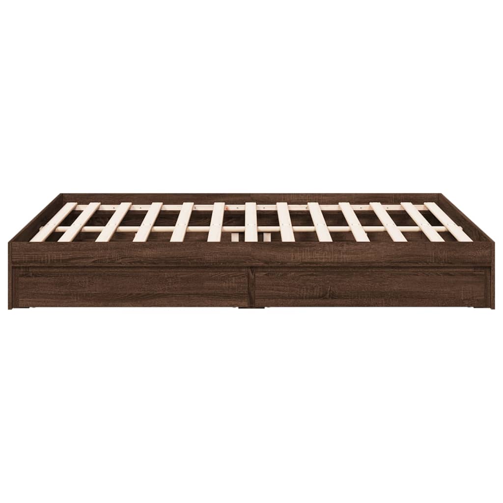 vidaXL Bed Frame with Drawers without Mattress Brown Oak 150x200 cm King Size