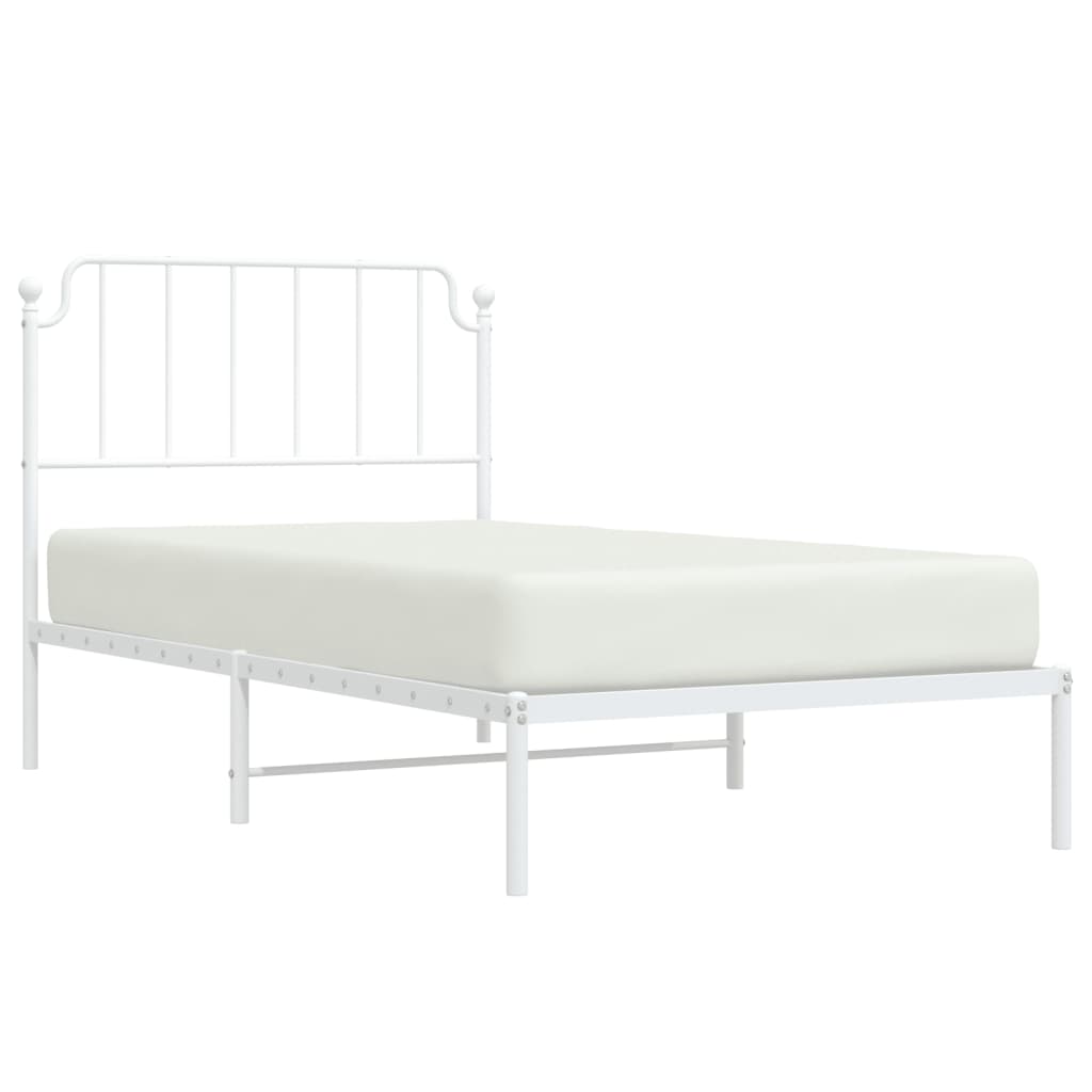 vidaXL Metal Bed Frame without Mattress with Headboard White 100x200 cm