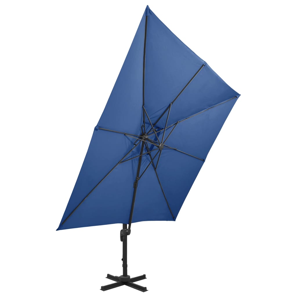 vidaXL Cantilever Garden Parasol with Double Top 300x300 cm Azure Blue