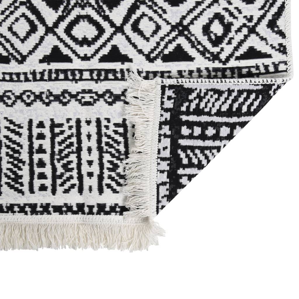 vidaXL Rug Black and White 100x200 cm Cotton