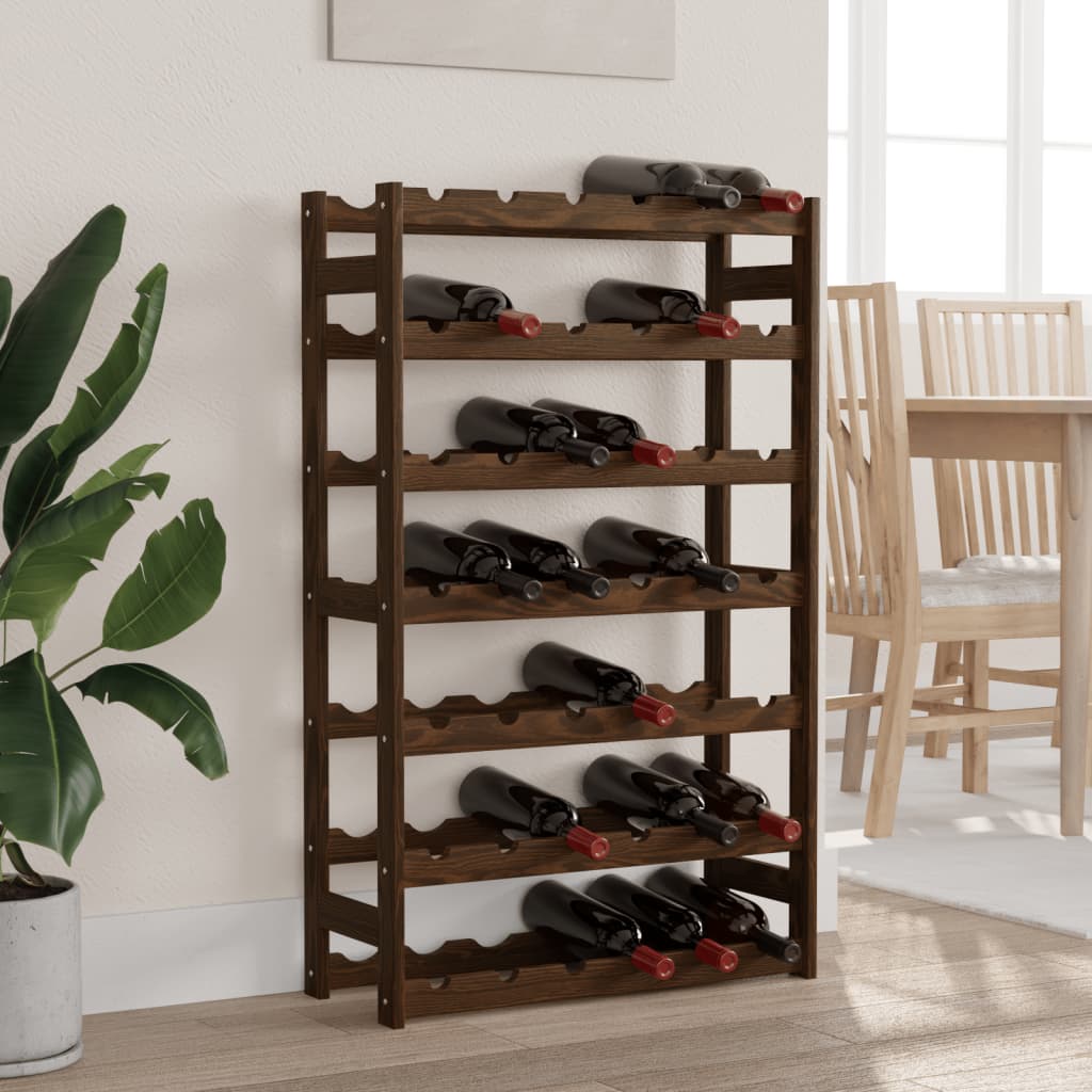 vidaXL Wine Rack for 42 Bottles Brown Solid Wood Pine