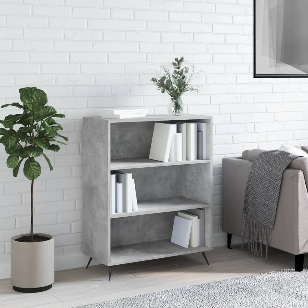 vidaXL Bookcase Concrete Grey 69.5x32.5x90 cm Engineered Wood