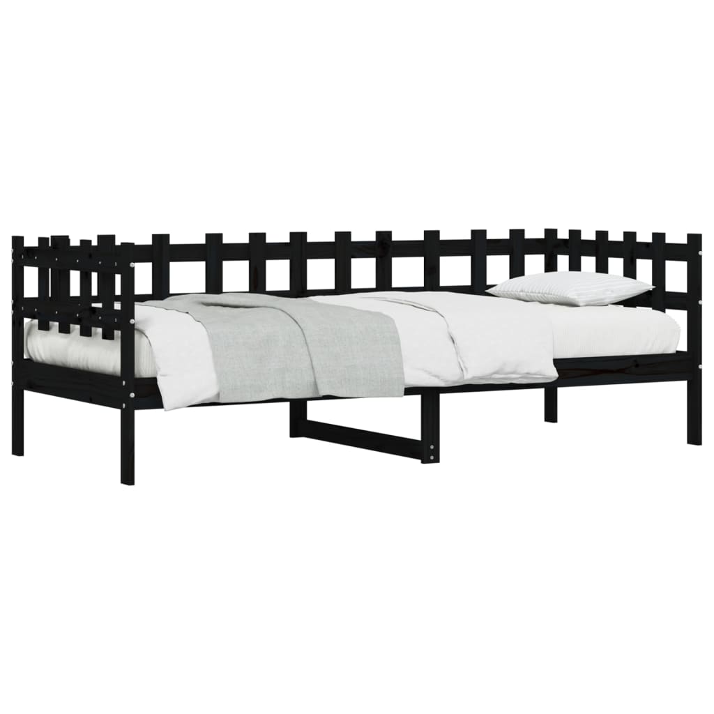 vidaXL Day Bed without Mattress Black 80x200 cm Solid Wood Pine