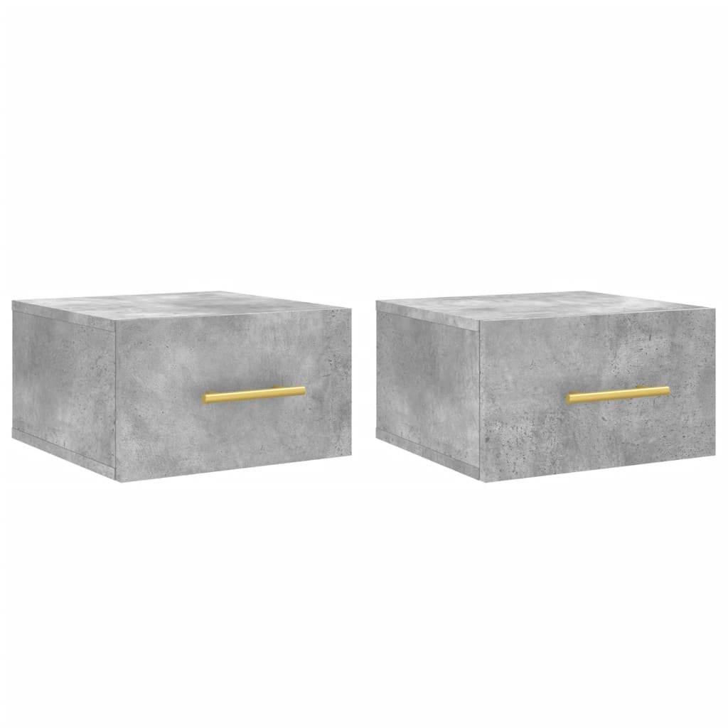 vidaXL Wall-mounted Bedside Cabinets 2 pcs Concrete Grey 35x35x20 cm