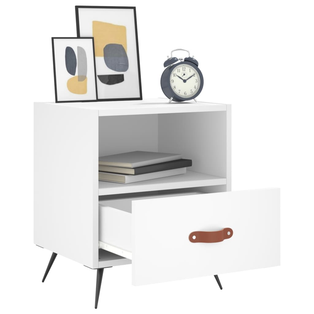 vidaXL Bedside Cabinet White 40x35x47.5 cm Engineered Wood