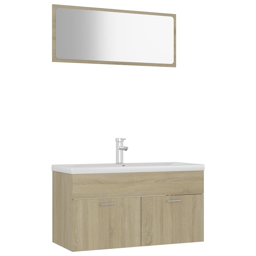 vidaXL Bathroom Furniture Set Sonoma Oak Engineered Wood