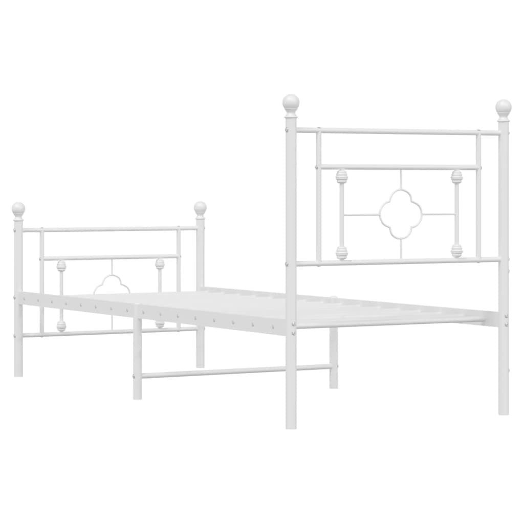 vidaXL Metal Bed Frame without Mattress with Footboard White 80x200 cm