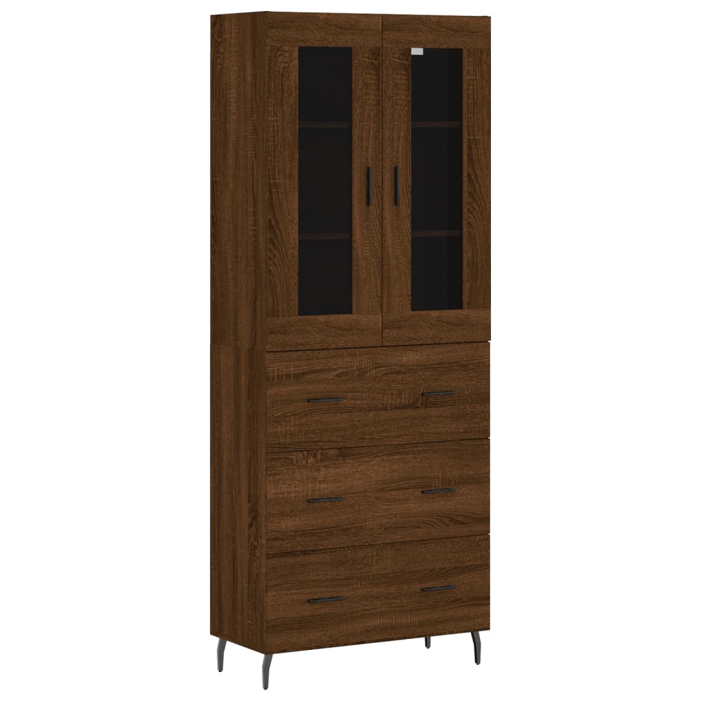 vidaXL Highboard Brown Oak 69.5x34x180 cm Engineered Wood