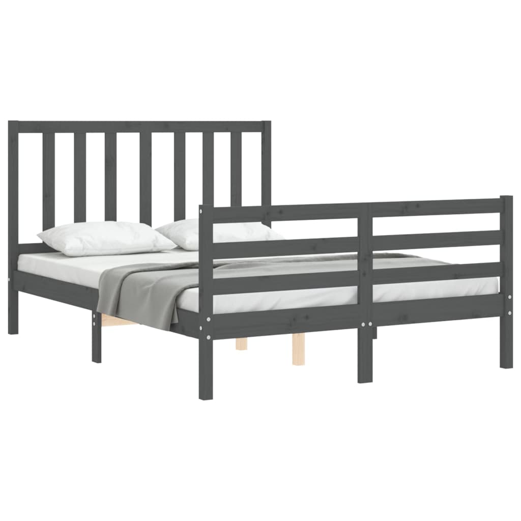 vidaXL Bed Frame without Mattress Grey 140x190 cm Solid Wood Pine