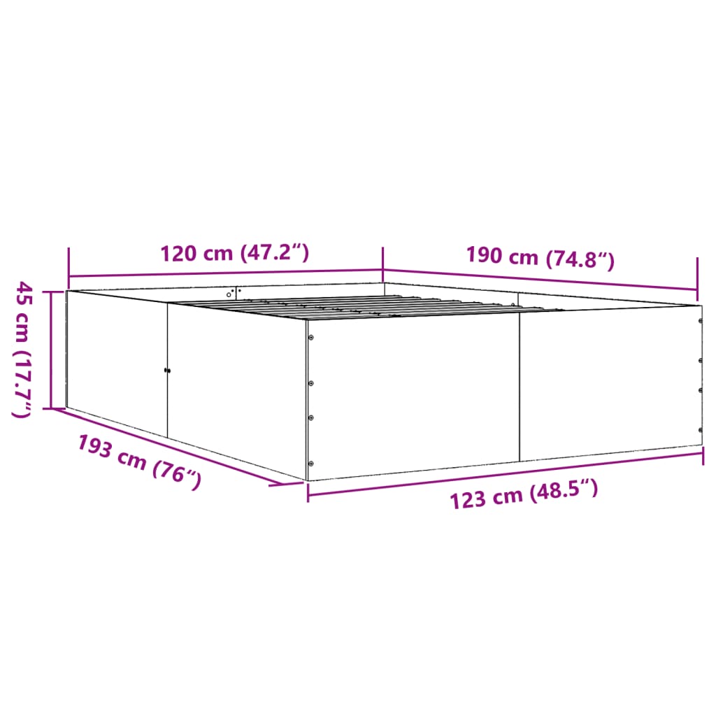 vidaXL Bed Frame without Mattress Black 120x190 cm Small Double