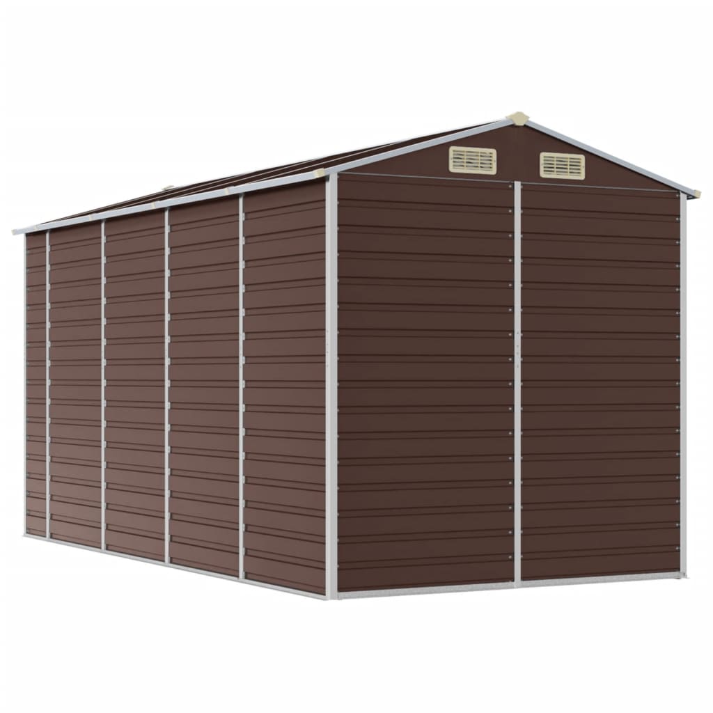 vidaXL Garden Shed Brown 191x385x198 cm Galvanised Steel