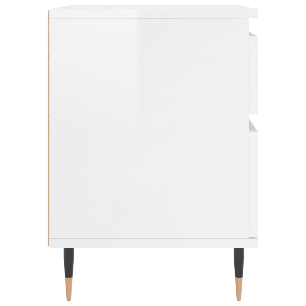 vidaXL Bedside Cabinet High Gloss White 40x35x50 cm Engineered Wood